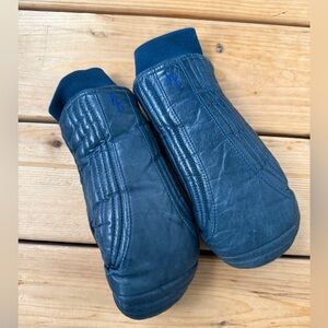 Vintage blue leather lined Hot Finger mittens